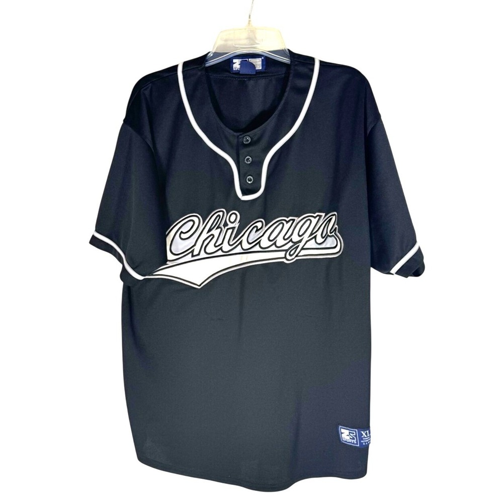 ZS Sports Chicago appliqué Men's Black Baseball Jersey Shirt size XL